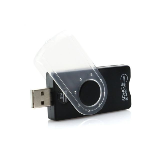 Lecteur Cartes Secure USB 2.0. Cartes: MS, M2, SD, MiniSD, Smart Card, SIM, MicroSD